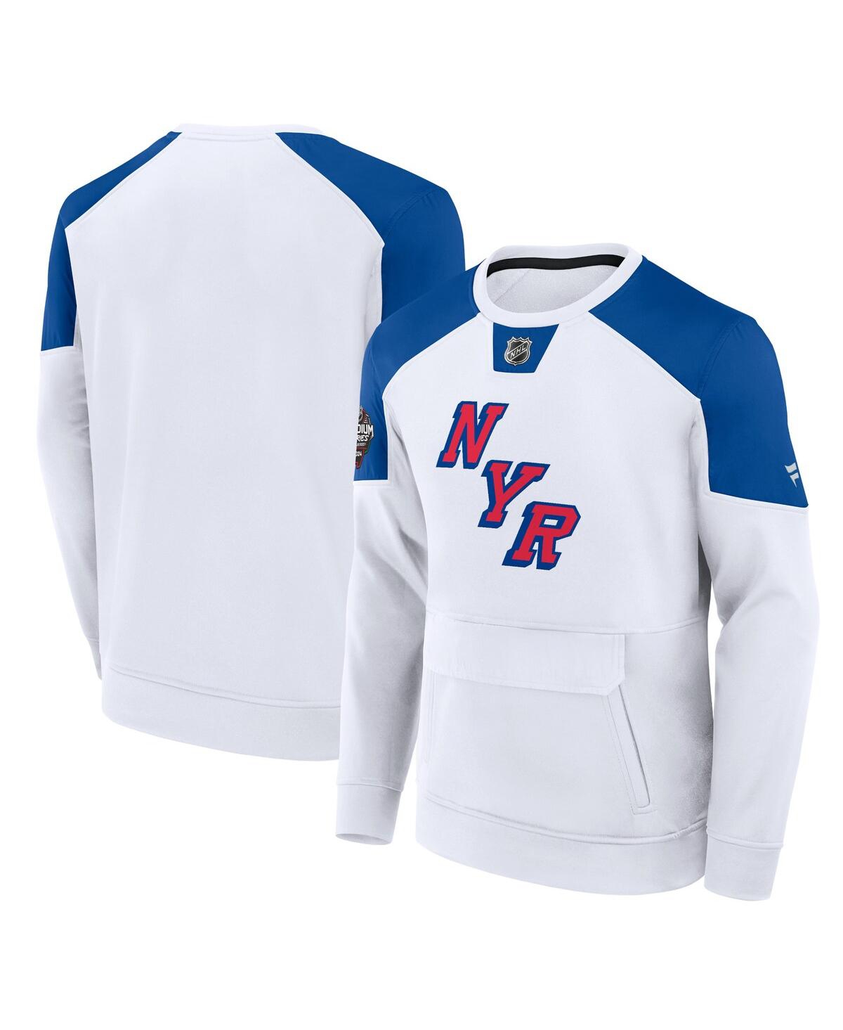 Branded Men's White New York Rangers 2024 Nhl Stadium Series Authentic Pro Fleece Logo Pullover Sweatshirt - White