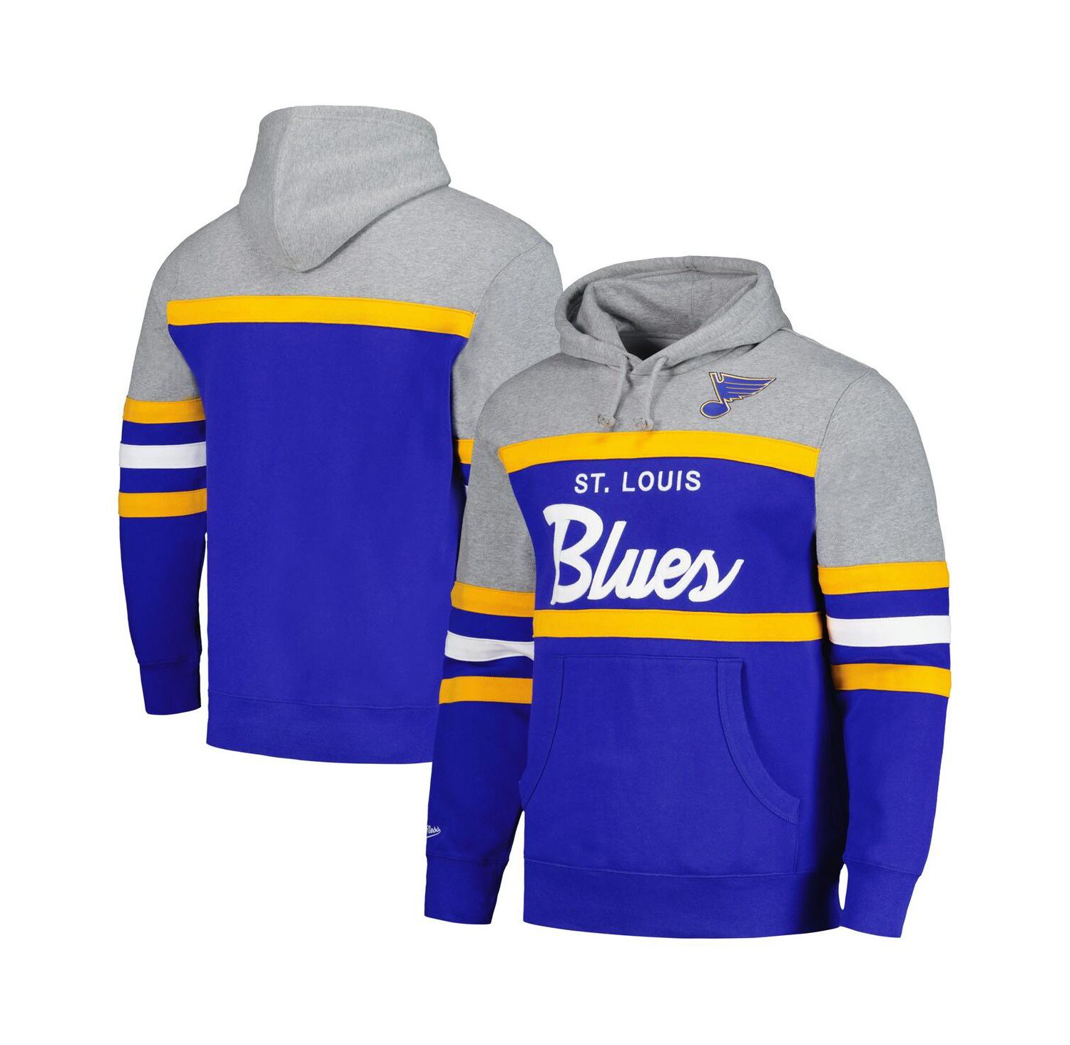 Men's Blue, Gray St. Louis Blues Head Coach Pullover Hoodie