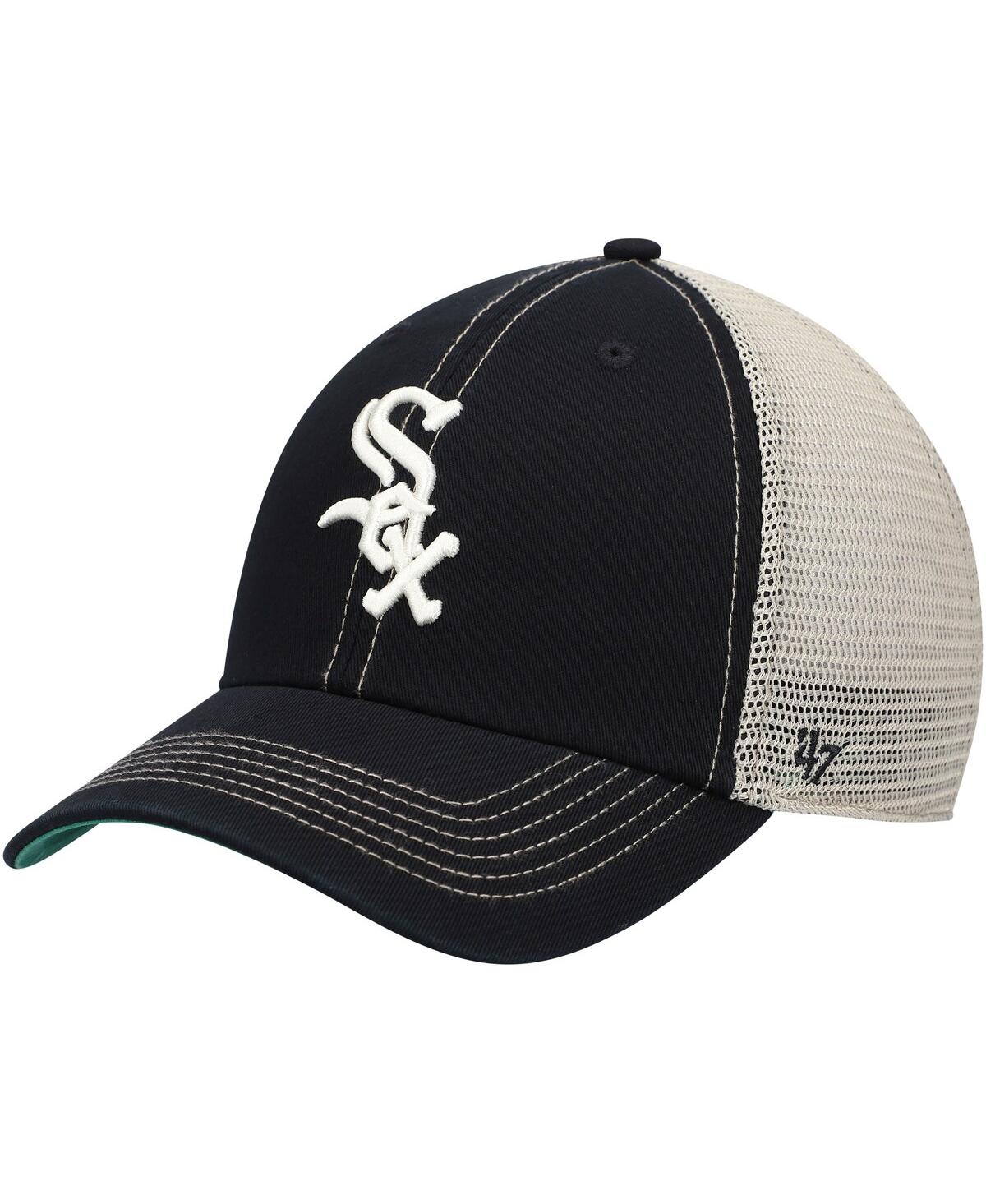 47 Brand Men's ' Black Chicago White Sox Trawler Clean Up Trucker Snapback Hat