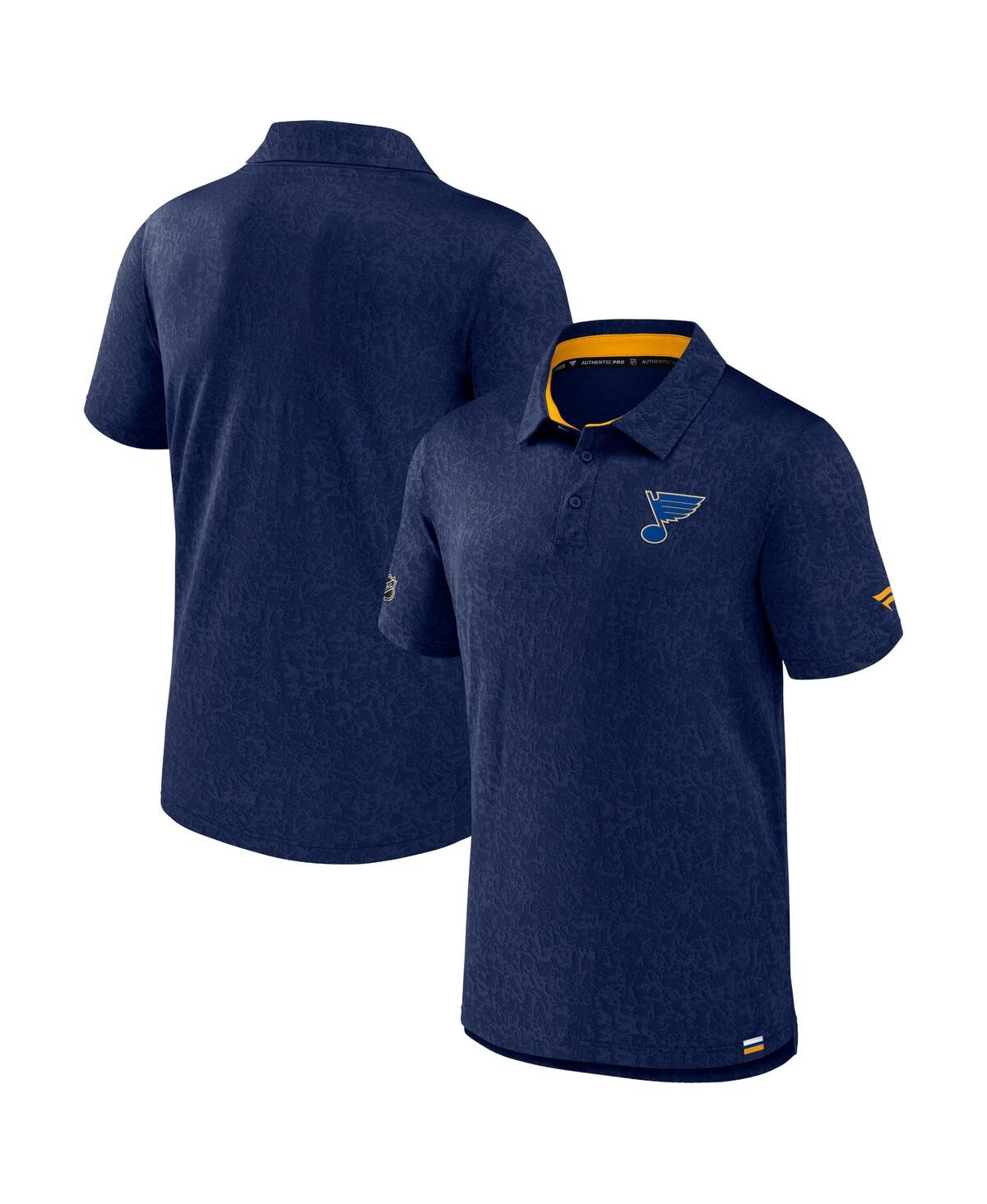 Shop Fanatics Men's  Navy St. Louis Blues Authentic Pro Jacquard Polo Shirt