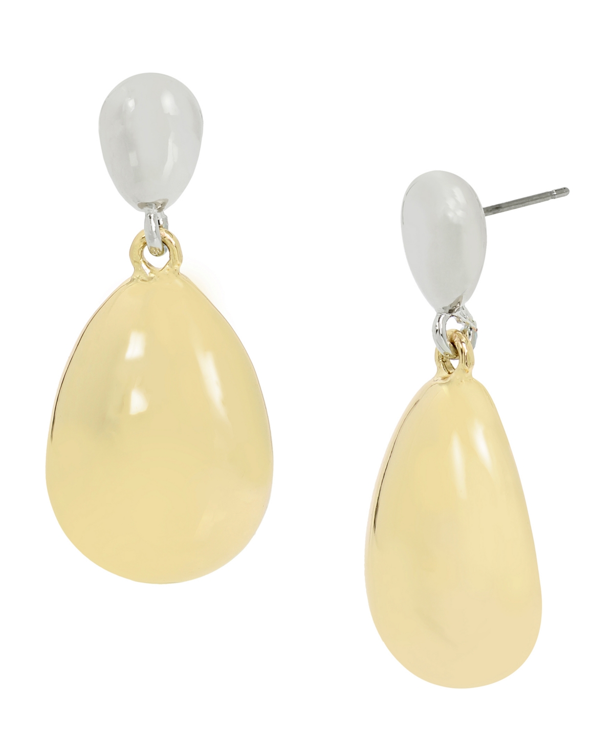 Two-Tone Dome Double Drop Earrings - Two-Tone
