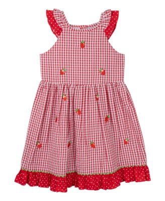 Rare Editions Toddler Girls Strawberry Flutter Sleeve Seersucker