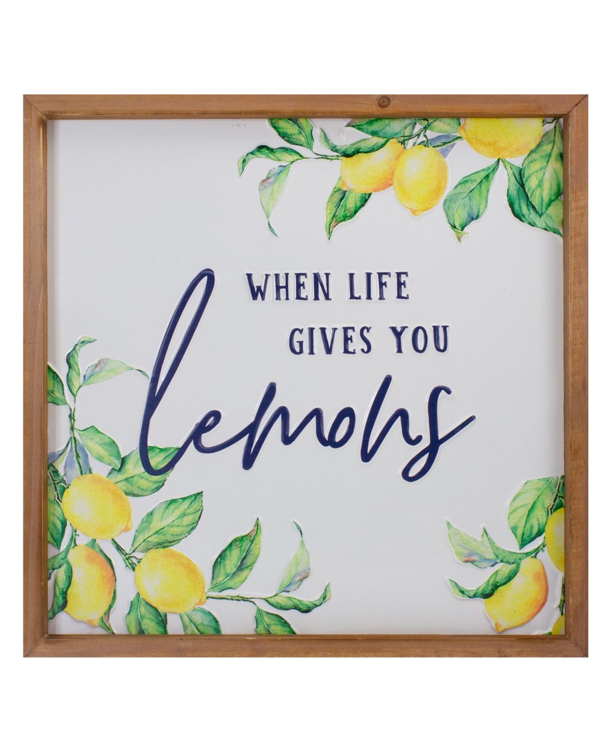 Northlight 16" Wooden Framed "when Life Gives You Lemons" Metal Sign Spring Wall Decor In White