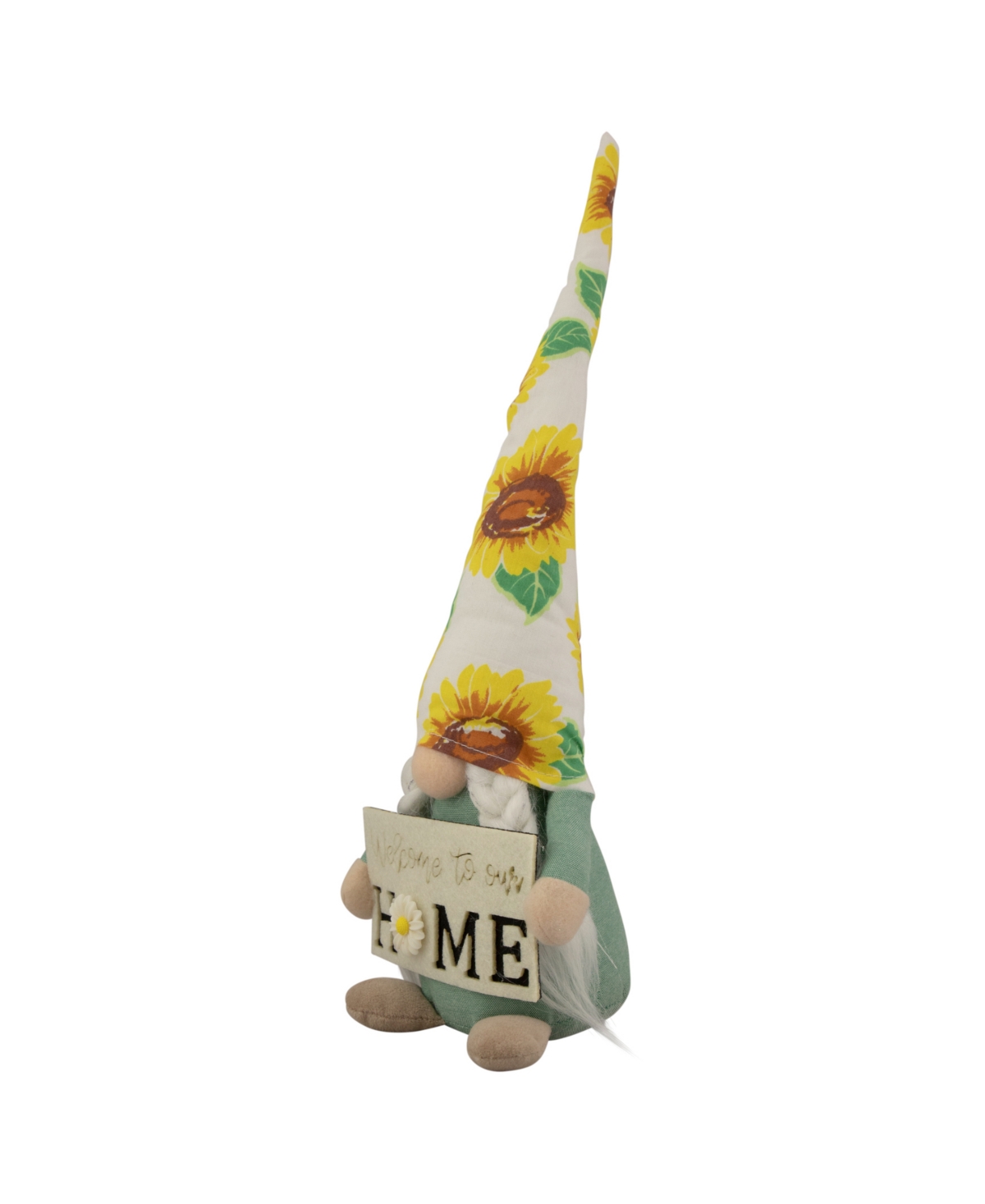 Northlight 15.5" Welcome To Our Home Spring Gnome With Sunflower Hat In White
