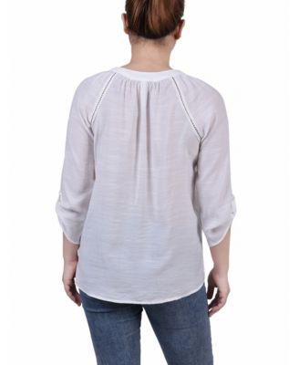 Women's Raglan Sleeve Split Neck Blouse Top