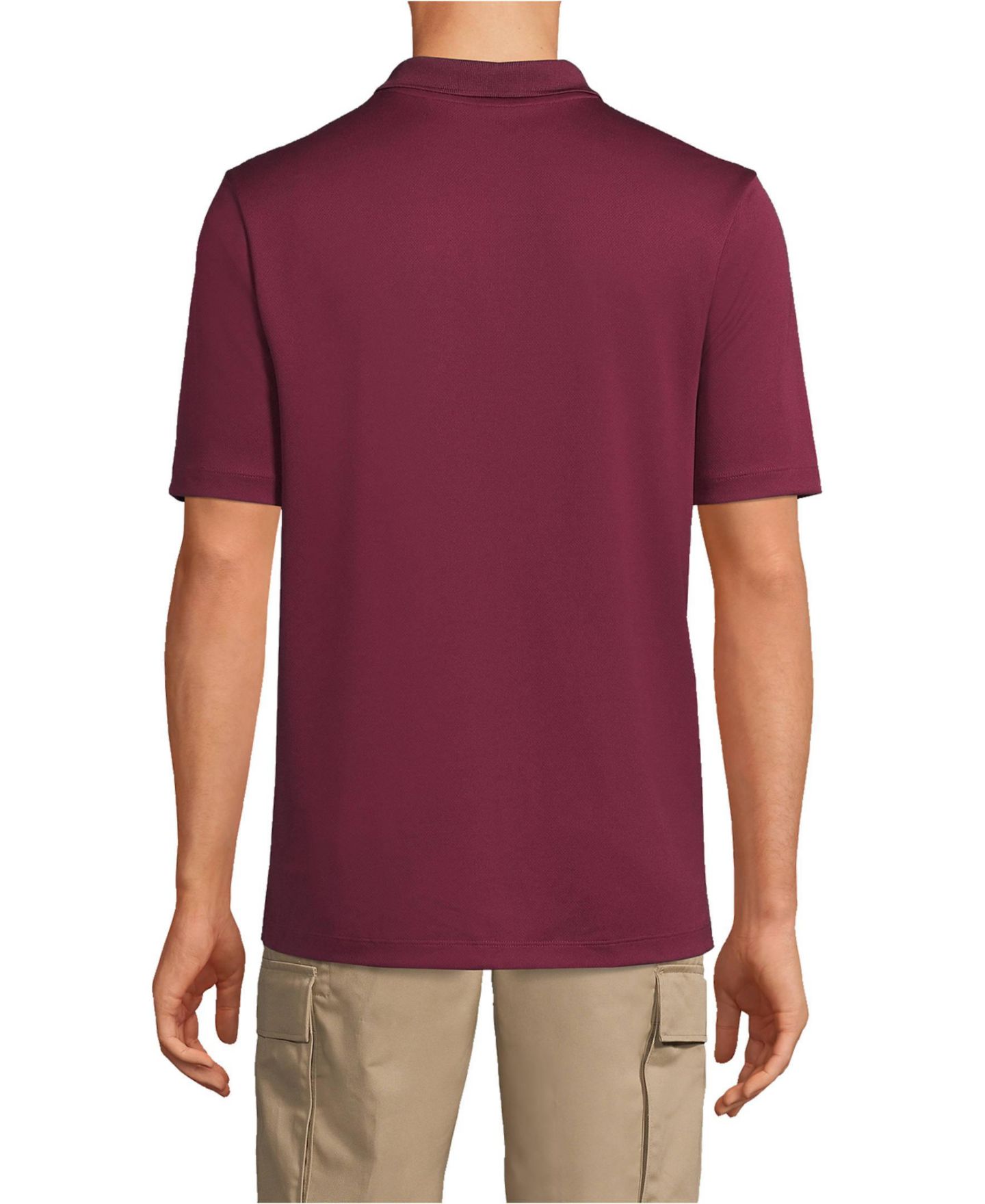 Мужское поло Lands' End Short Sleeve Solid Active Polo Shirt, цвет: Бордовый — фото 3