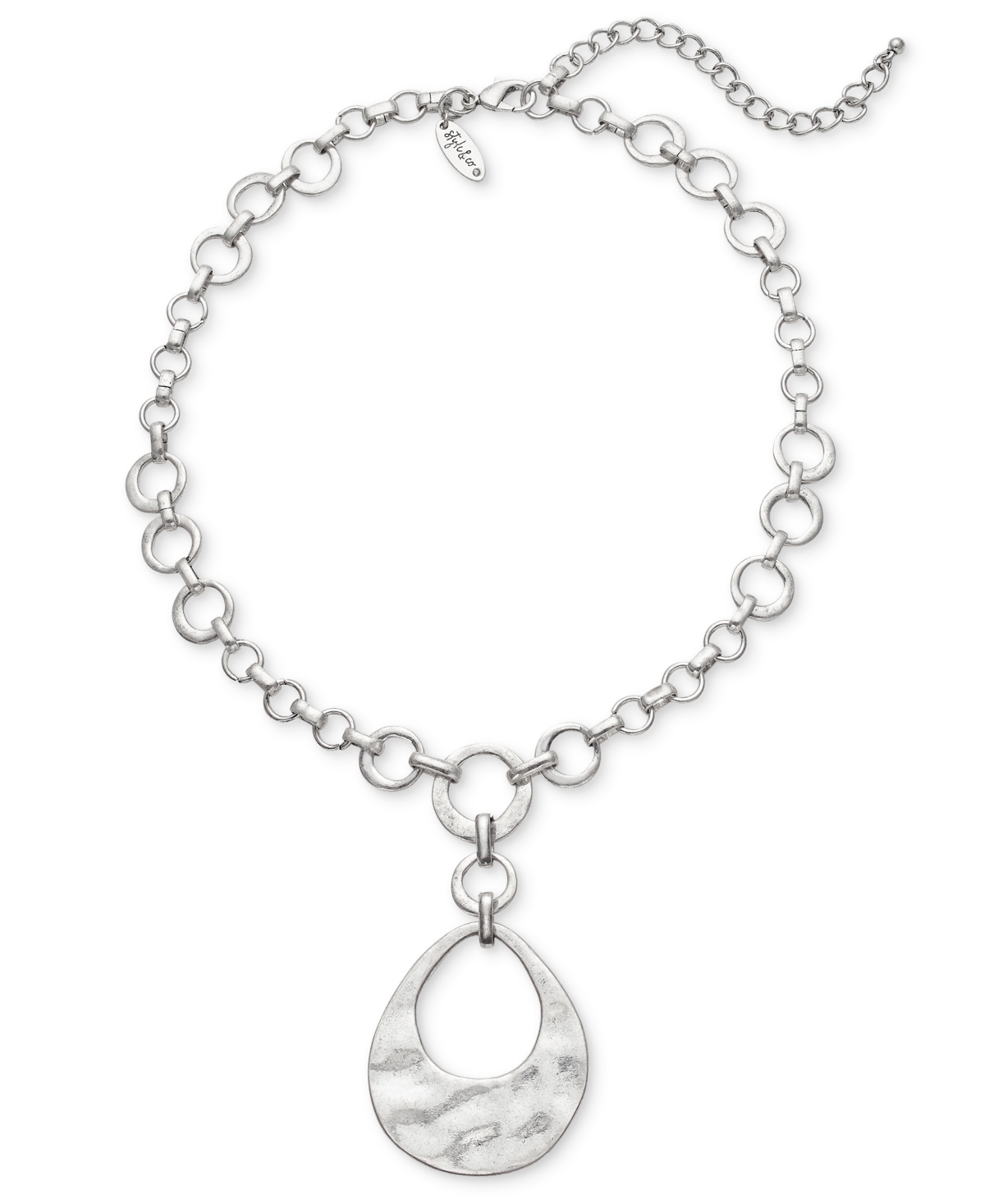 Circle Link Pendant Choker Necklace, 17-1/4" + 3" extender, Created for Macy's - Silver
