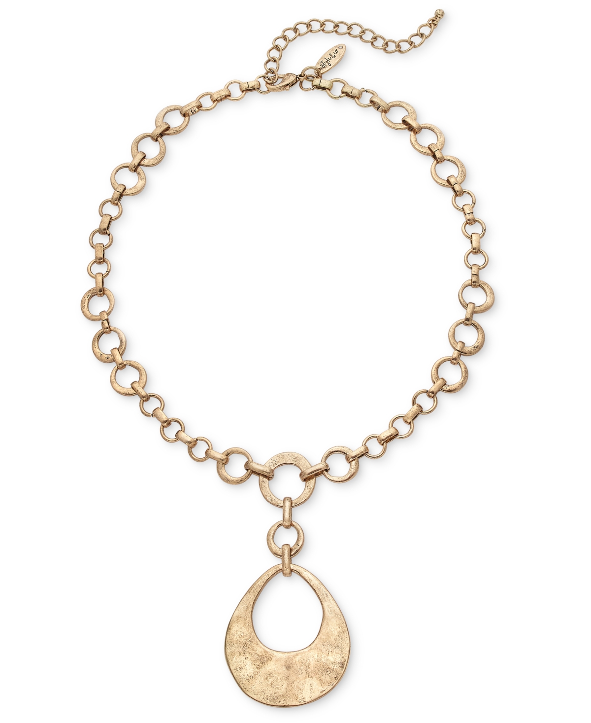 Shop Style & Co Circle Link Pendant Choker Necklace, 17-1/4" + 3" Extender, Created For Macy's In Gold