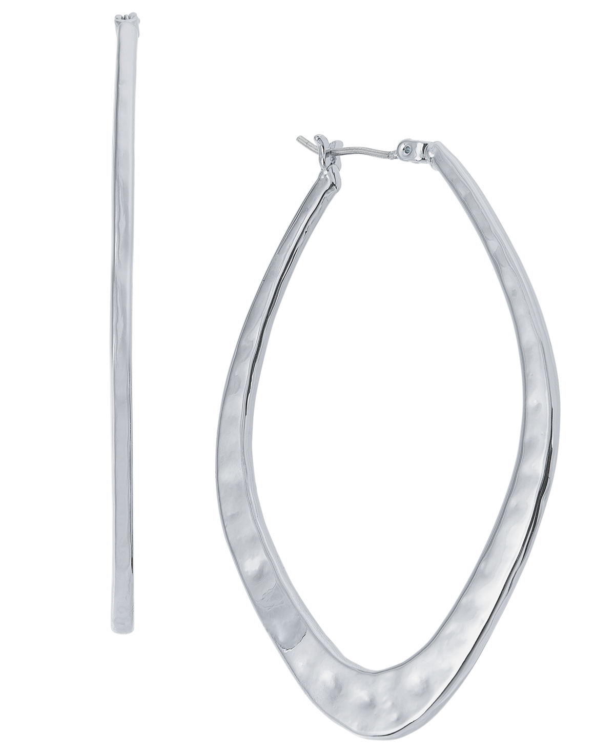 Shop Style & Co Hammered Diamond Large Hoop Earrings, 2.2", Created For Macy's In Silver