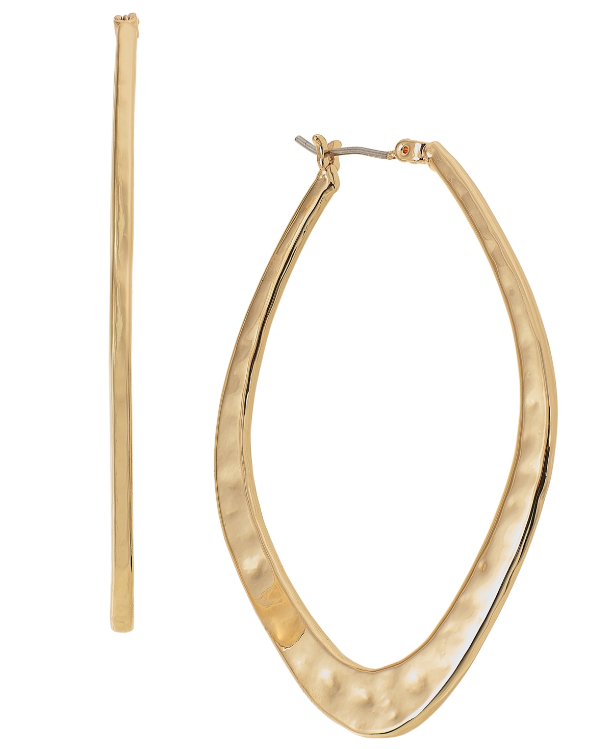 Hammered Diamond Large Hoop Earrings, 2.2", Created for Macy's - Gold