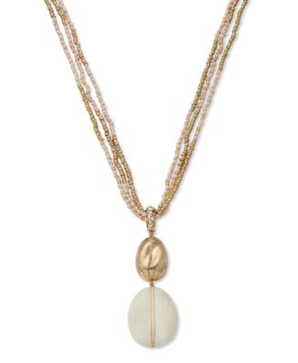 Stone & Seed Bead Multi-Chain Pendant Necklace, 17" + 3" extender