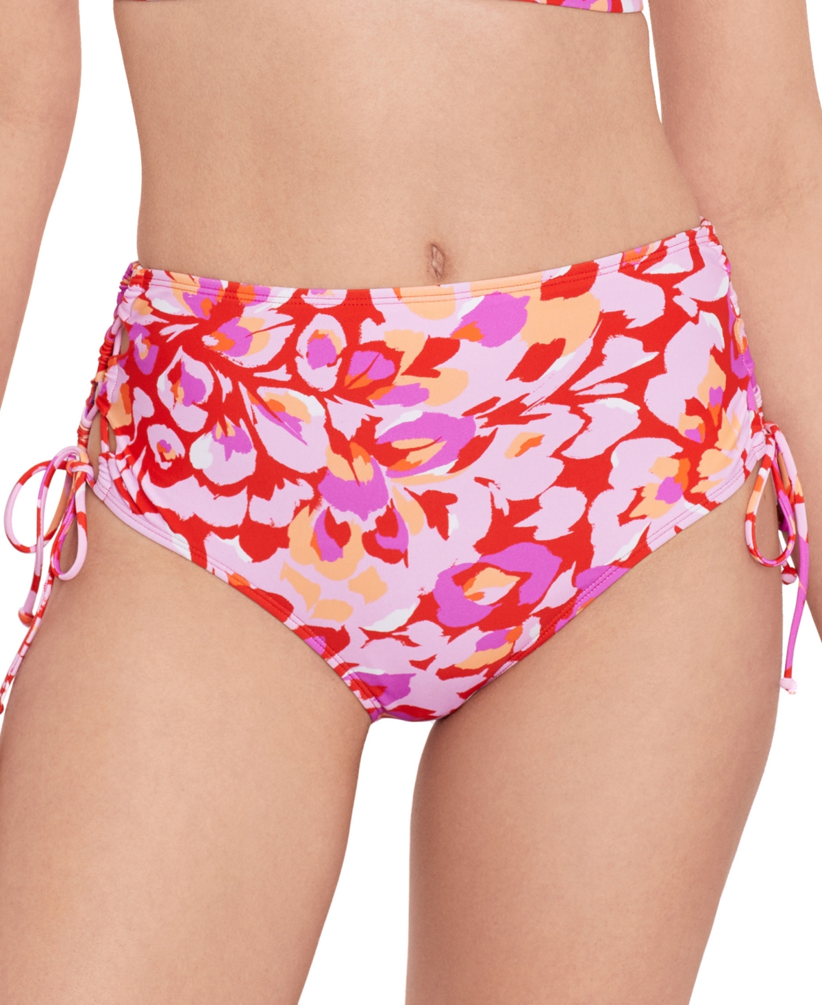 Juniors' Flutter By Lace High-Waist Bikini Bottoms, Created for Macy's - Vermillion