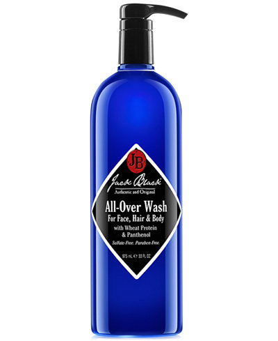 Jack Black All-Over Wash for Face, Hair, and Body with Wheat Protein & Panthenol, 33 oz