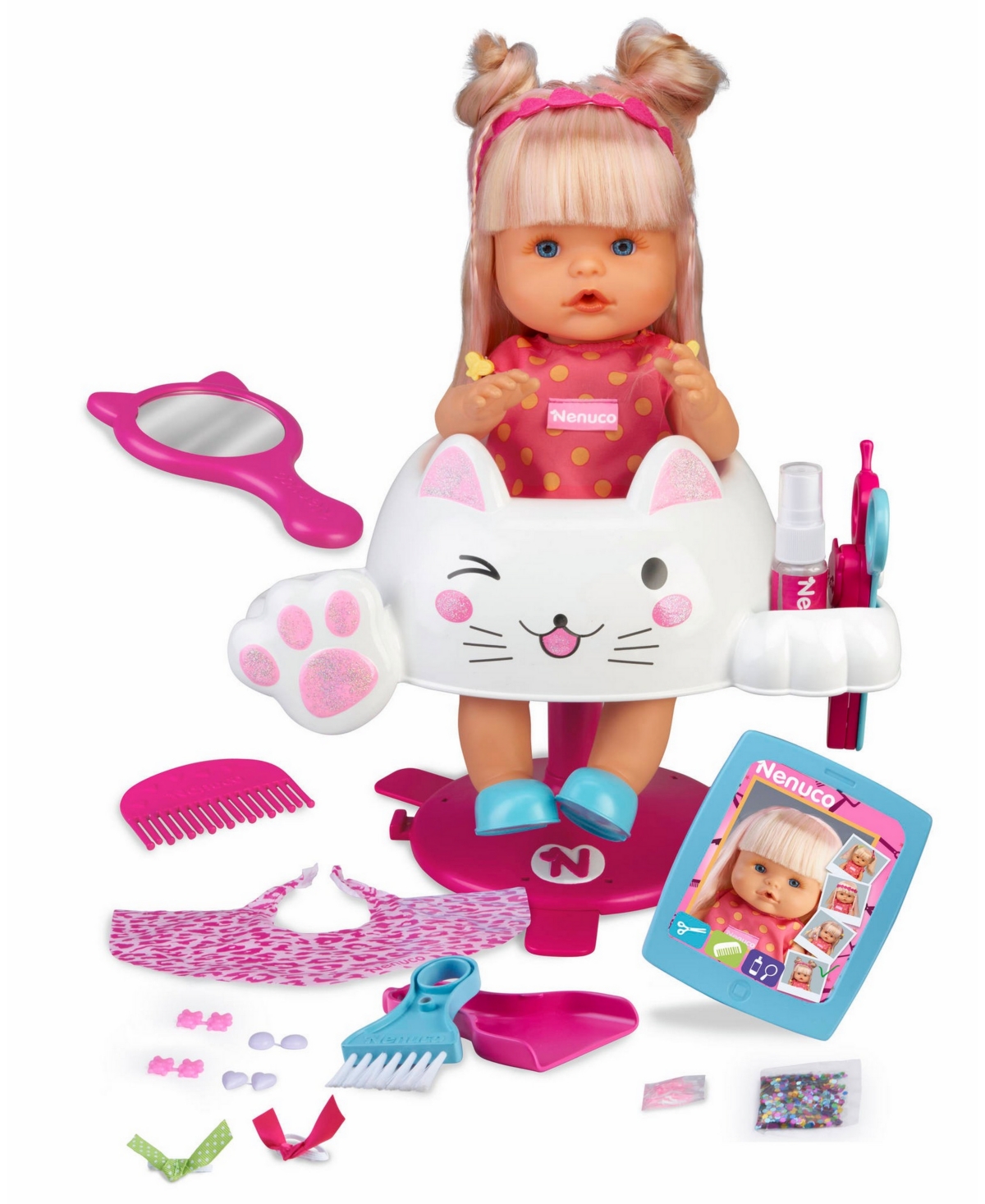 Nenuco Kids' Glitter Hairdresser Doll, Ages 3 Plus For Pretend Play In Multicolor