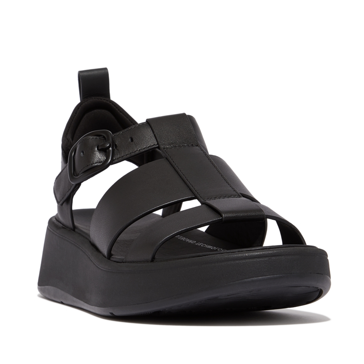 Shop Fitflop Women's F-mode Leather Flatform Fisherman Sandals In Black