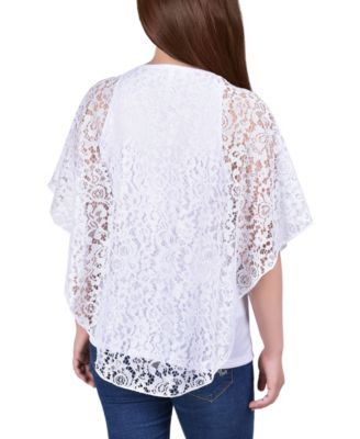Women's Lace Poncho Top with Bar