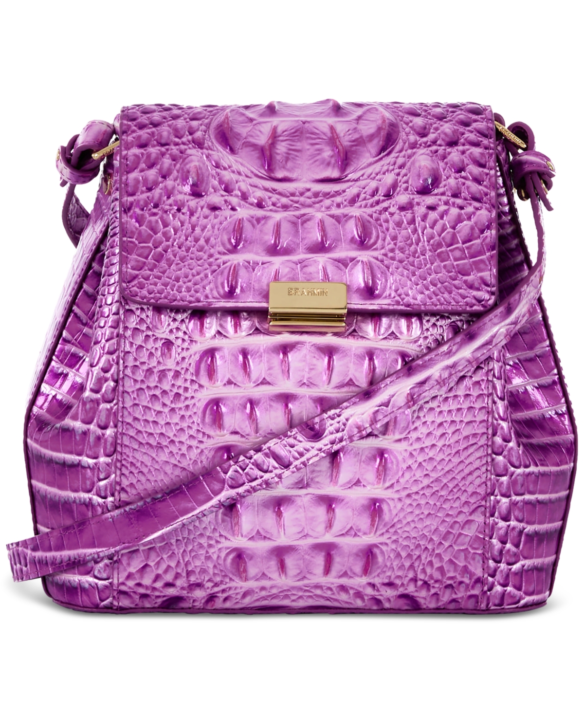 Melbourne Margo Embossed Leather Crossbody - Lilac Esse