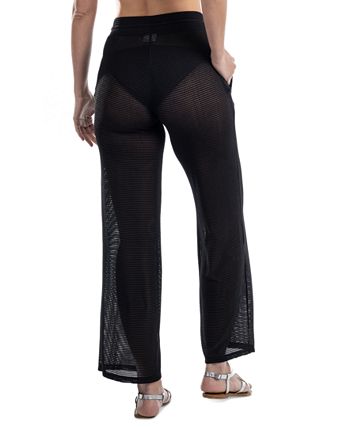 Dotti Women's Mesh Drawstring-Waist Wide-Leg Cover-Up Pants - Macy's