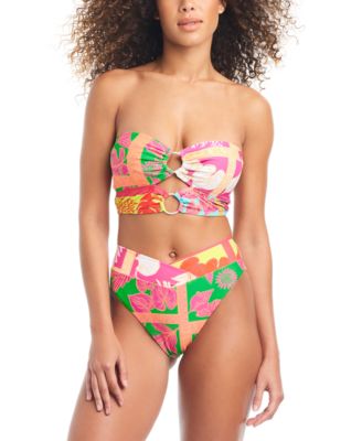 Shop Bar Iii Womens Convertible O Ring Bandeau Bikini Top V Waist Bottoms Created For Macys In Multi