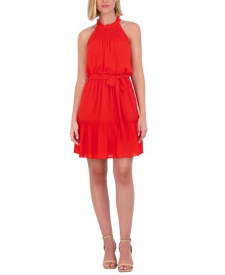 Vince Camuto - Petite Smocked Halter Fit & Flare Dress
