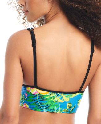 Bar III Women's Tropical-Print Long Line Bikini Top, Created for Macy's