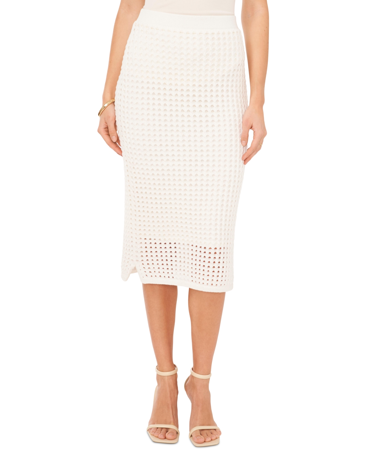 Vince Camuto Women's Textured Mesh Pull-on Skirt In New Ivory