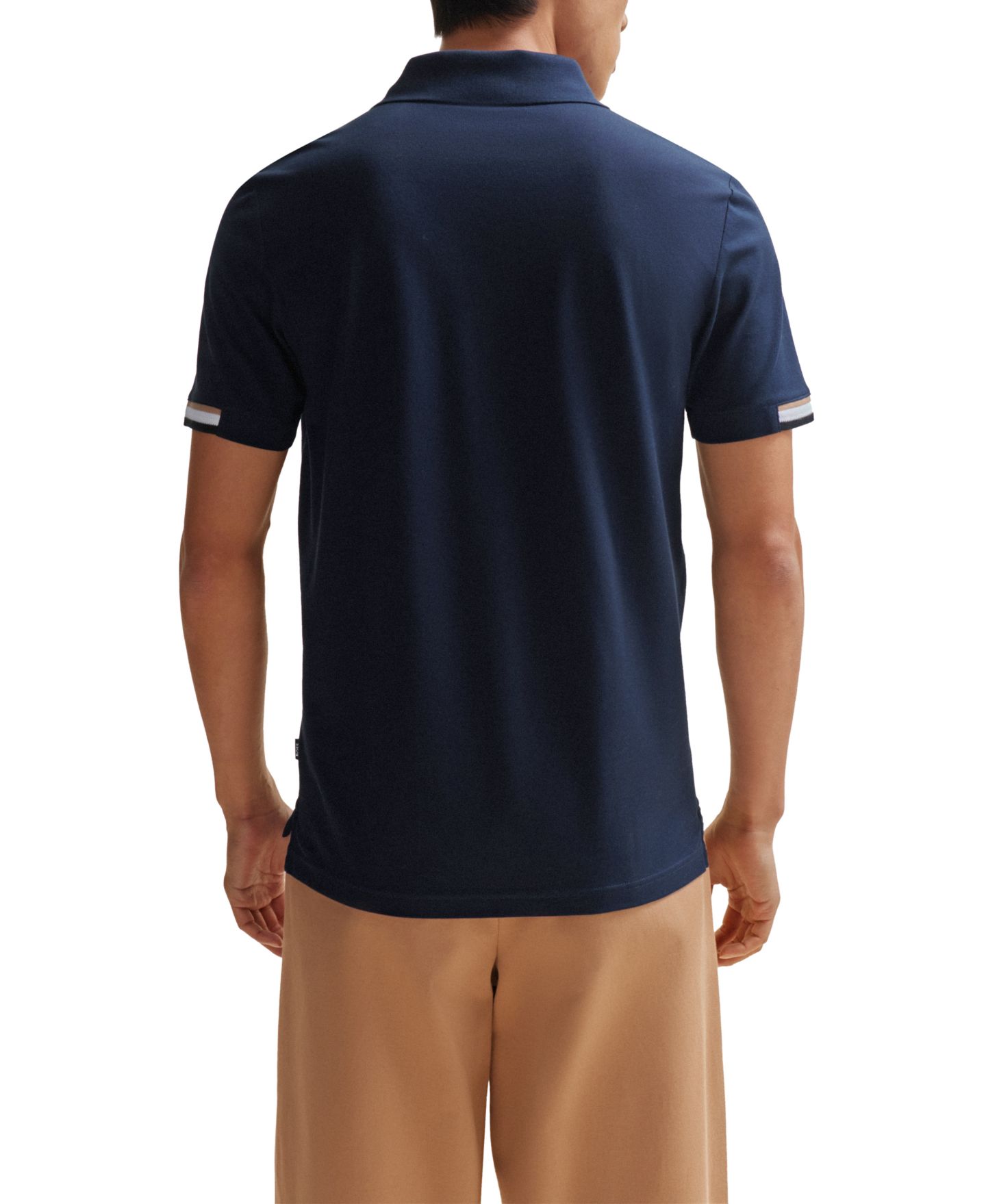 Мужское поло Hugo Boss Mercerised-Cotton Regular-Fit Polo Shirt, цвет: Тёмный синий — фото 2