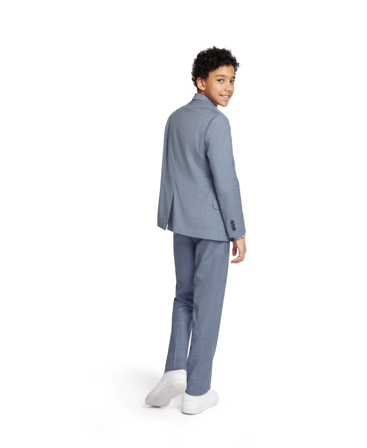 Shop Tommy Hilfiger Big Boys Modern-fit Stretch Sharkskin Suit Jacket In Blue