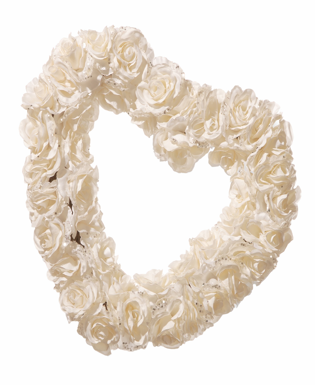 17" Rose Heart Wreath - White