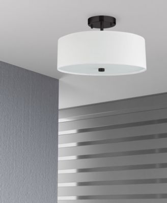 9.25" Fabric, Metal Everly 3 Light Semi-Flush Mount with Shade