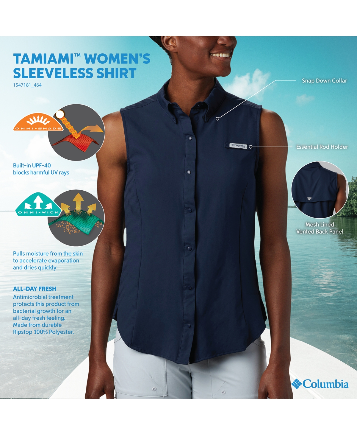 Shop Columbia Women's Tamiami Sleeveless Shirt In Minuet