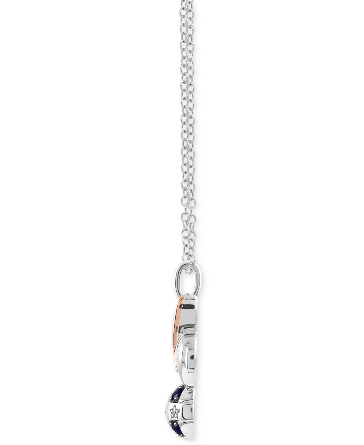 Shop Wonder Fine Jewelry Sapphire (1/8 Ct. T.w.) & Diamond (1/10 Ct. T.w.) Dumbo 18" Pendant Necklace In Sterling Silver & 14 In Sterling Silver  Rose Gold-plate