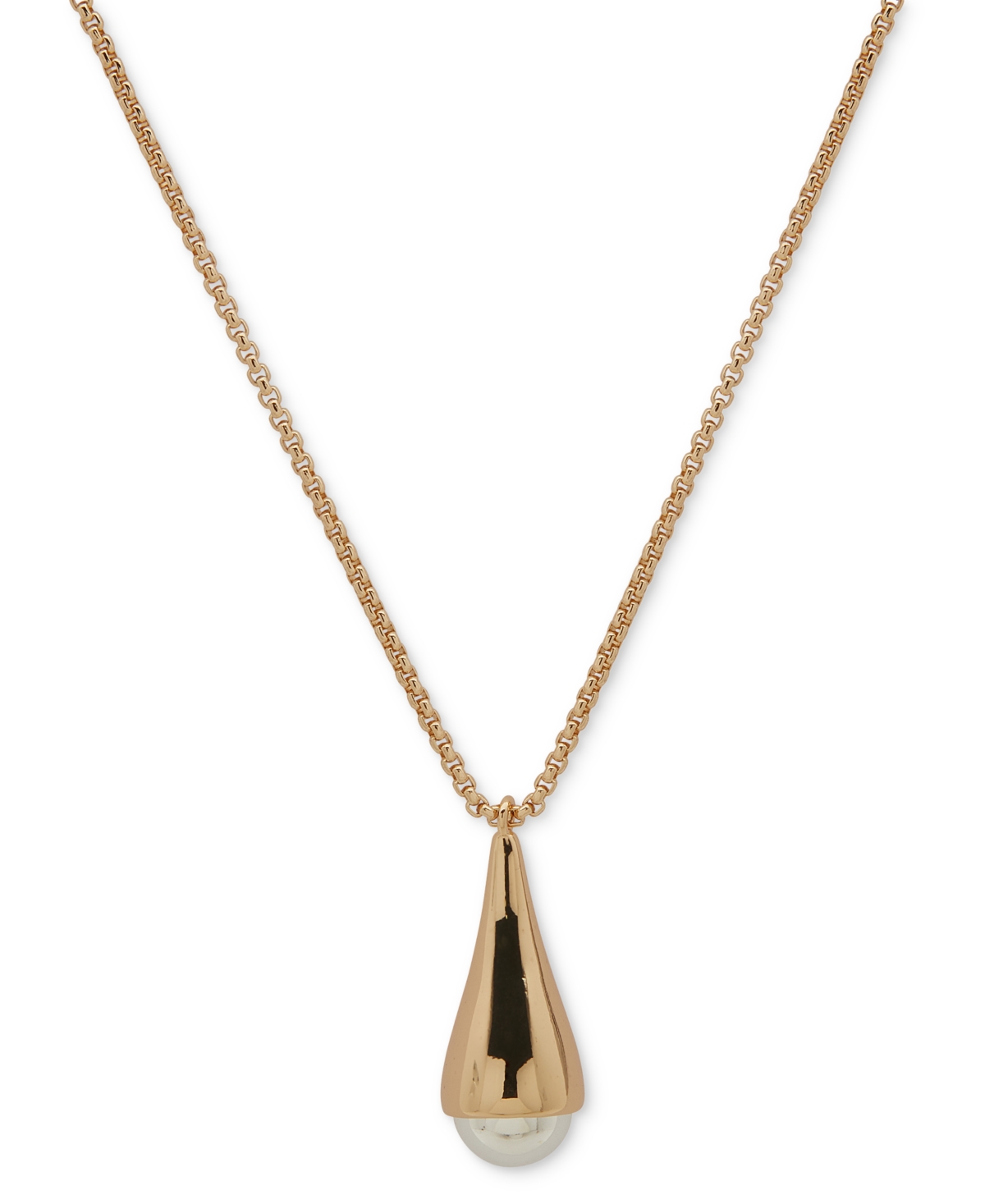 Shop Dkny Two-tone Bead 40" Adjustable Pendant Necklace In Gold,silve
