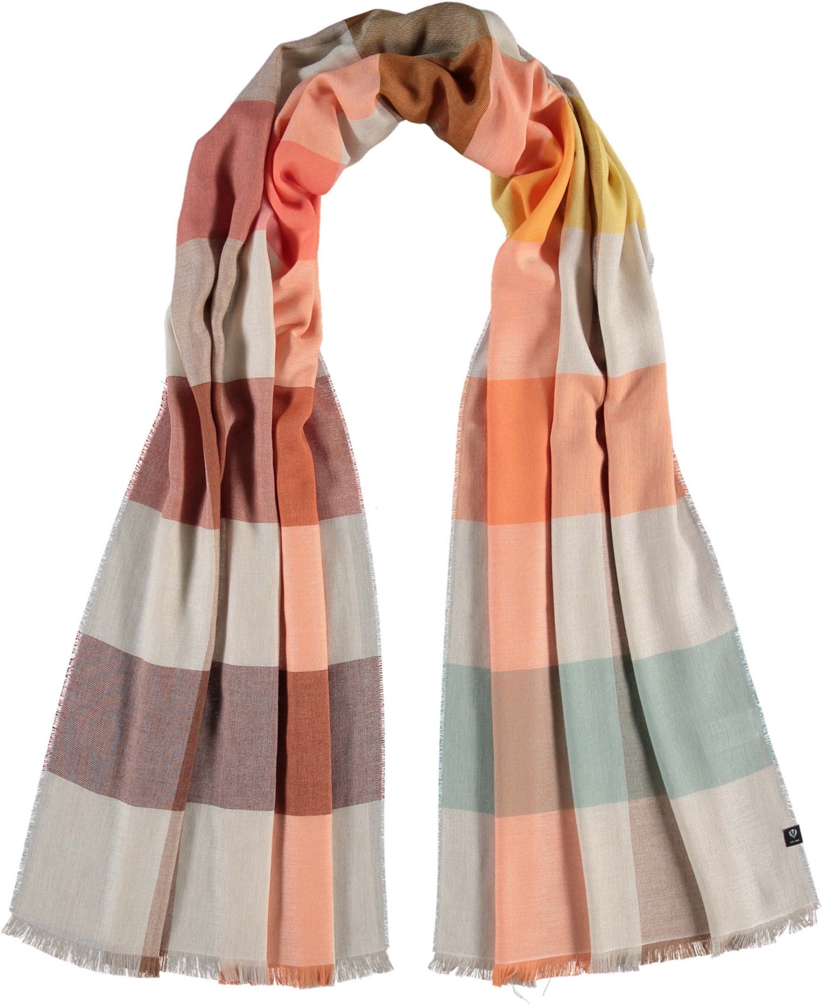Fraas Women's Box Check Scarf In Apricot