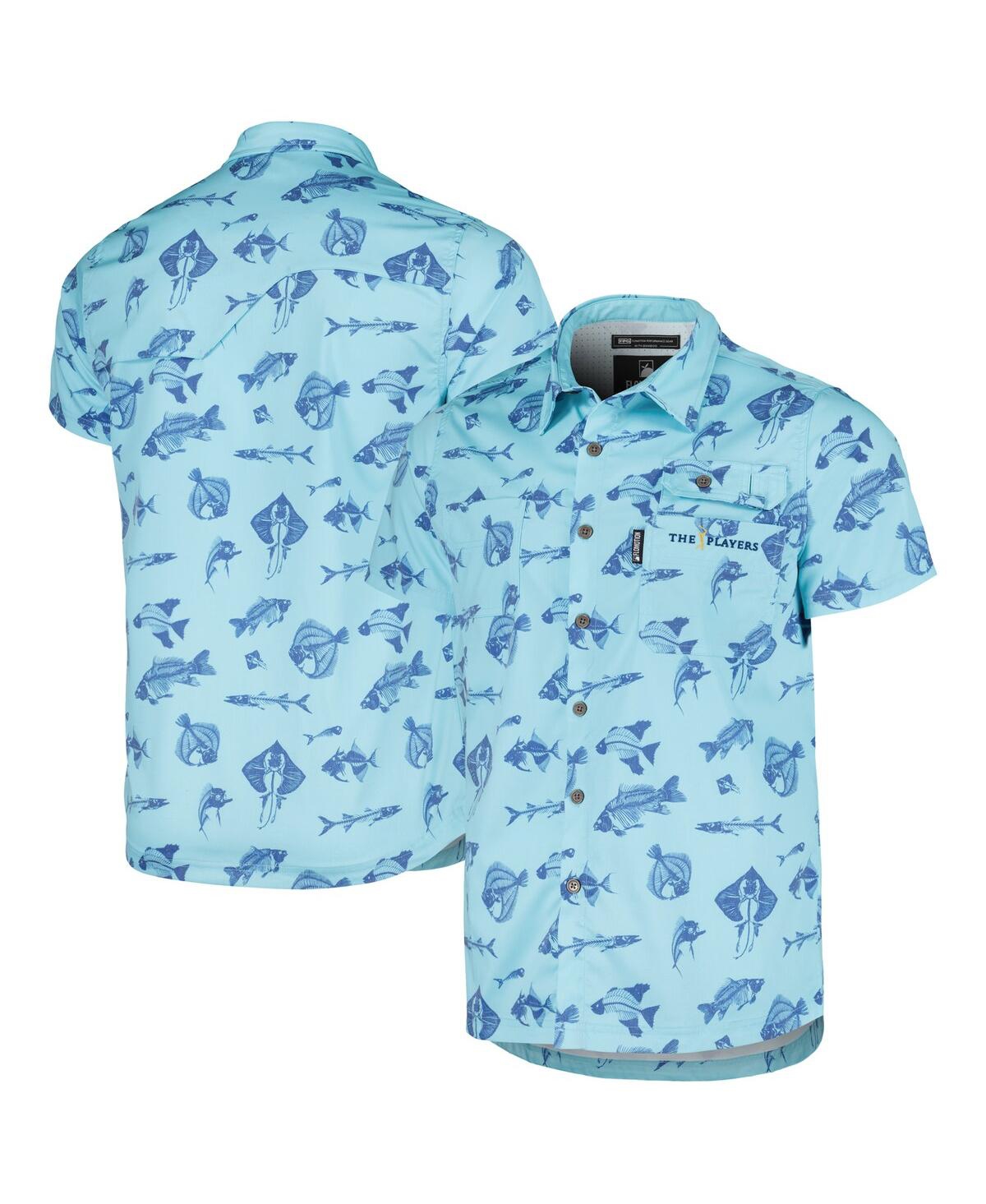 Shop Flomotion Men's  Blue The Players Fishing Tri-blend Button-up Shirt
