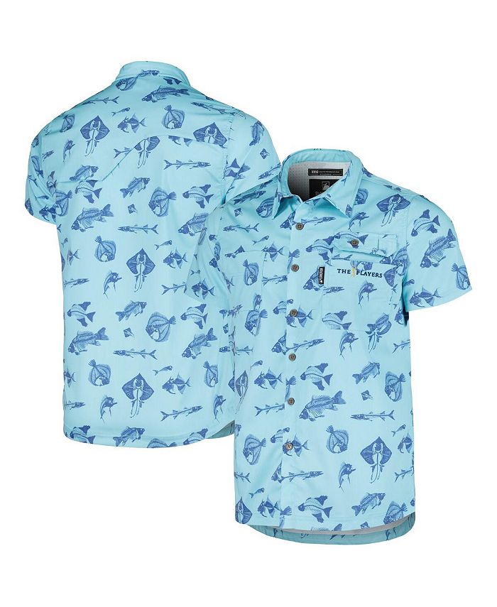 Flomotion Men's Blue THE PLAYERS Fishing Tri-Blend Button-Up Shirt - Macy's