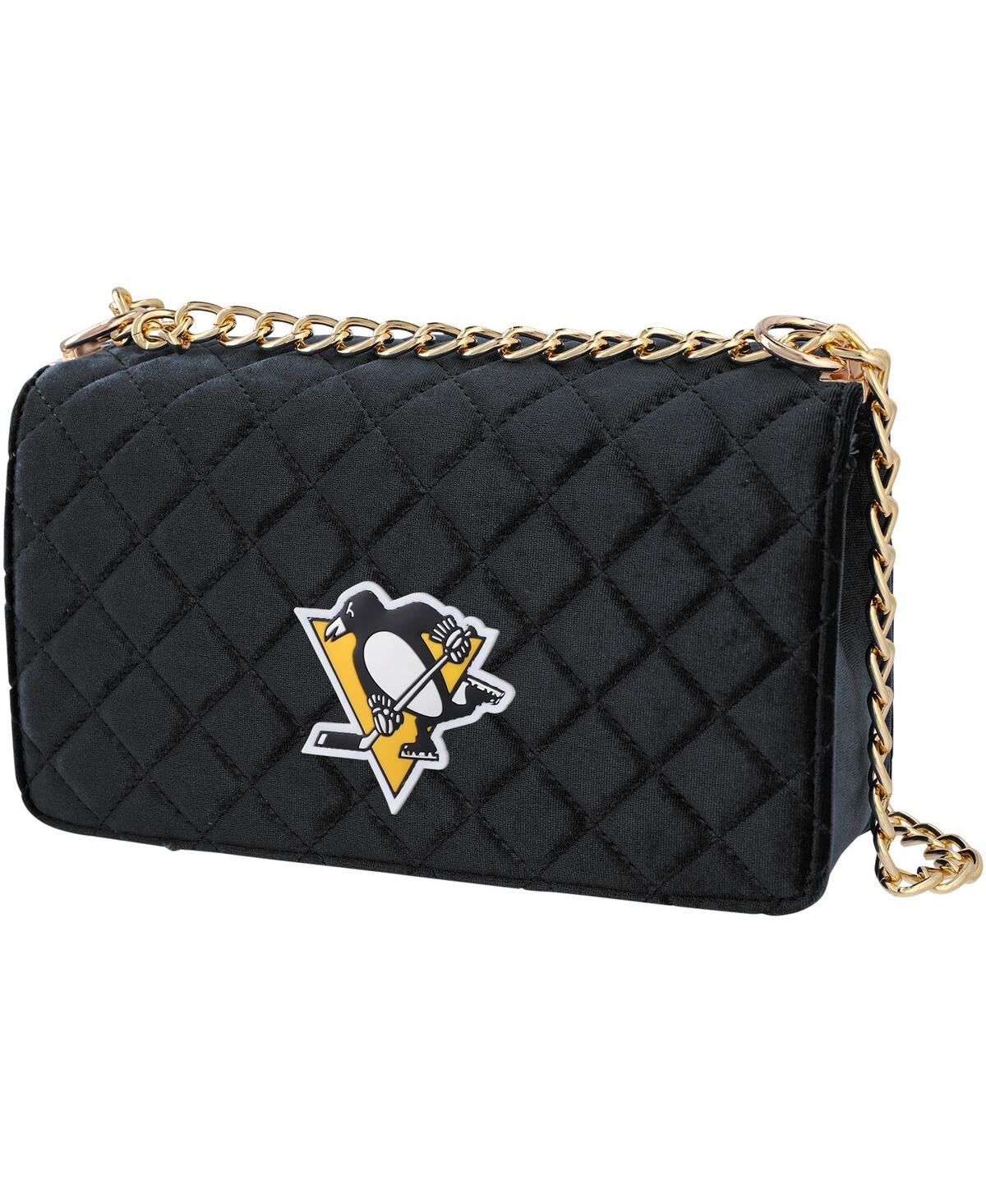 Cuce Women's  Pittsburgh Penguins Velvet Team Color Bag In Black