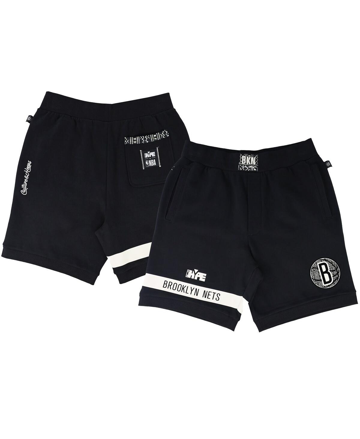 Men's and Women's Nba x Two Hype Black Brooklyn Nets Culture & Hoops Premium Classic Fleece Shorts - Black