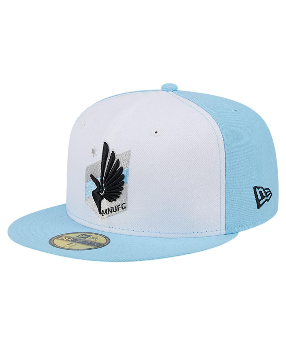 Shop New Era Men's  White, Light Blue Minnesota United Fc 2024 Kick Off Collection 59fifty Fitted Hat In White,light Blue