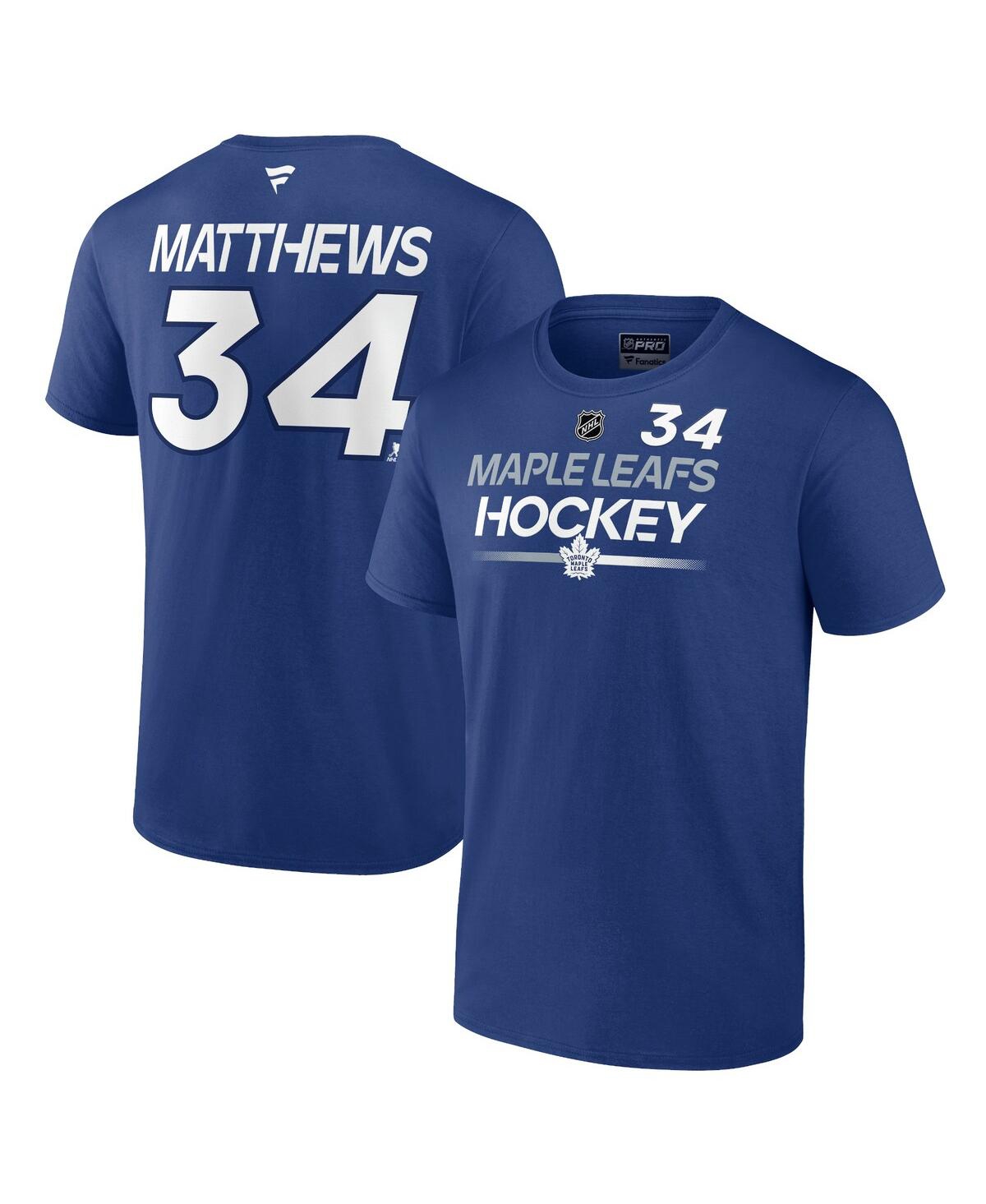 Shop Fanatics Men's  Auston Matthews Blue Toronto Maple Leafs Authentic Pro Prime Name And Number T-shirt
