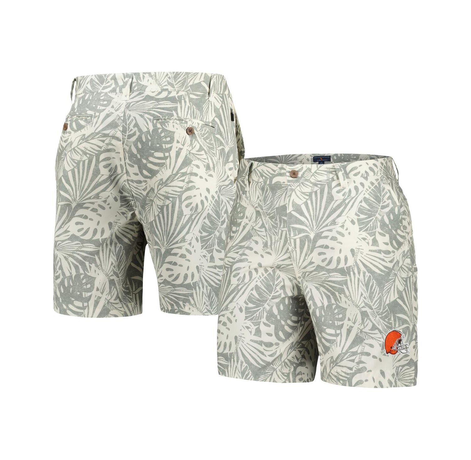 Men's Gray Cleveland Browns Sandwashed Monstera Print Amphib Shorts