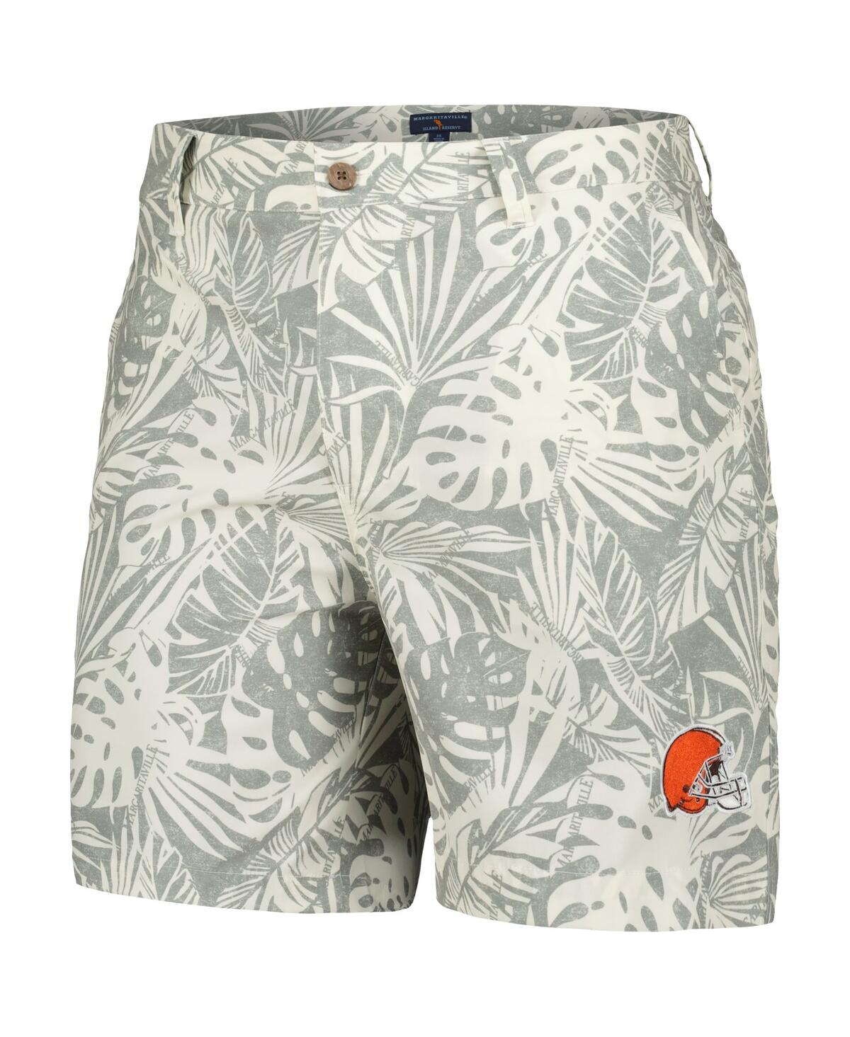 Shop Margaritaville Men's  Gray Cleveland Browns Sandwashed Monstera Print Amphib Shorts