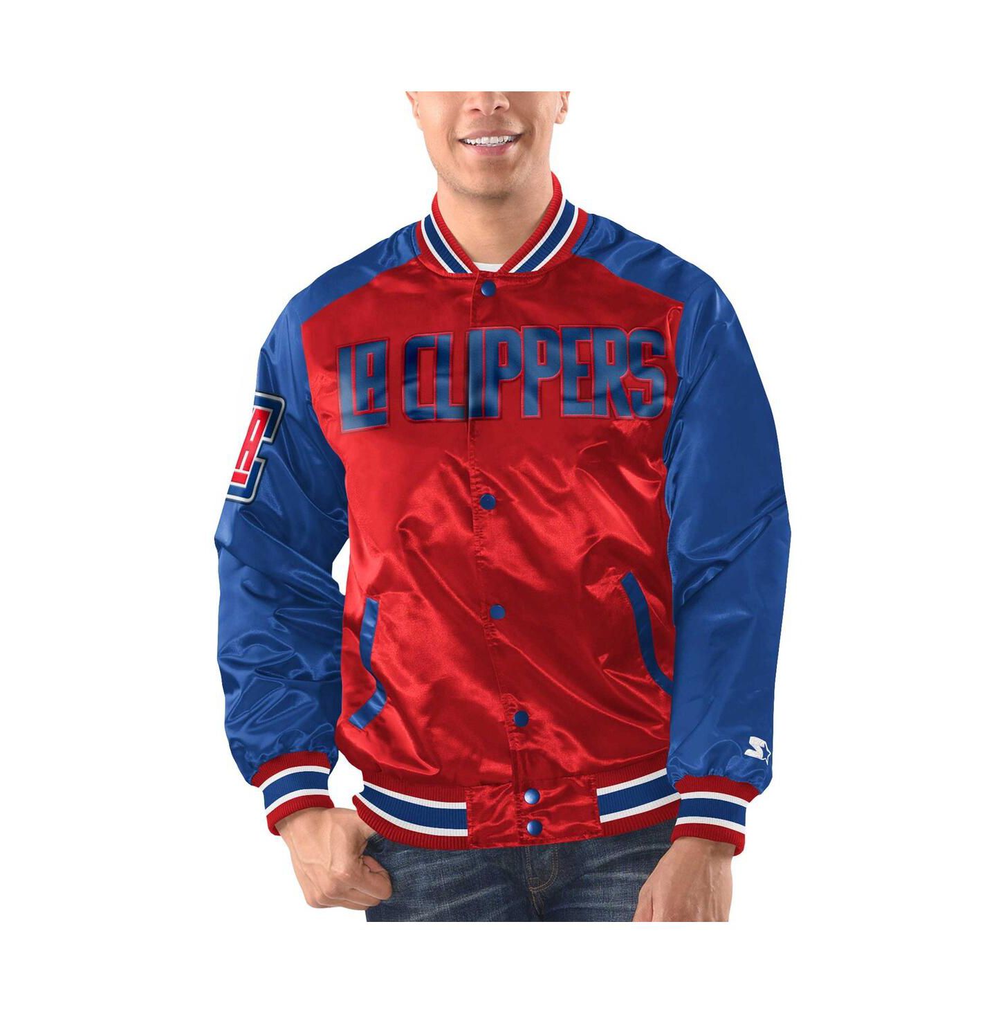 Мужская куртка Starter Red, Royal LA Clippers Renegade Satin Full-Snap Varsity — фото 1