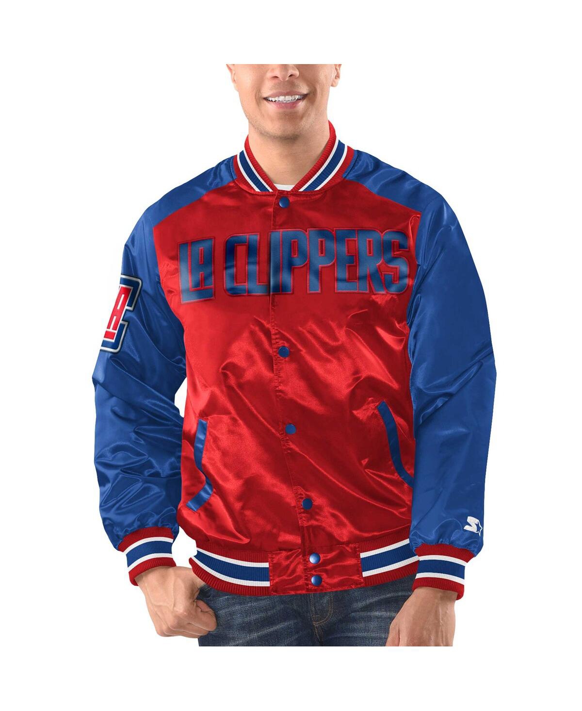 Shop Starter Men's  Red, Royal La Clippers Renegade Satin Full-snap Varsity Jacket In Red,royal