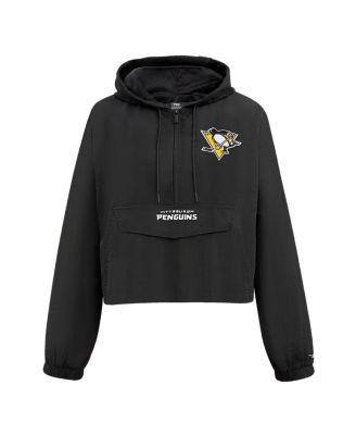 Women's Black Pittsburgh Penguins Classic Cropped Half-Zip Wind Jacket