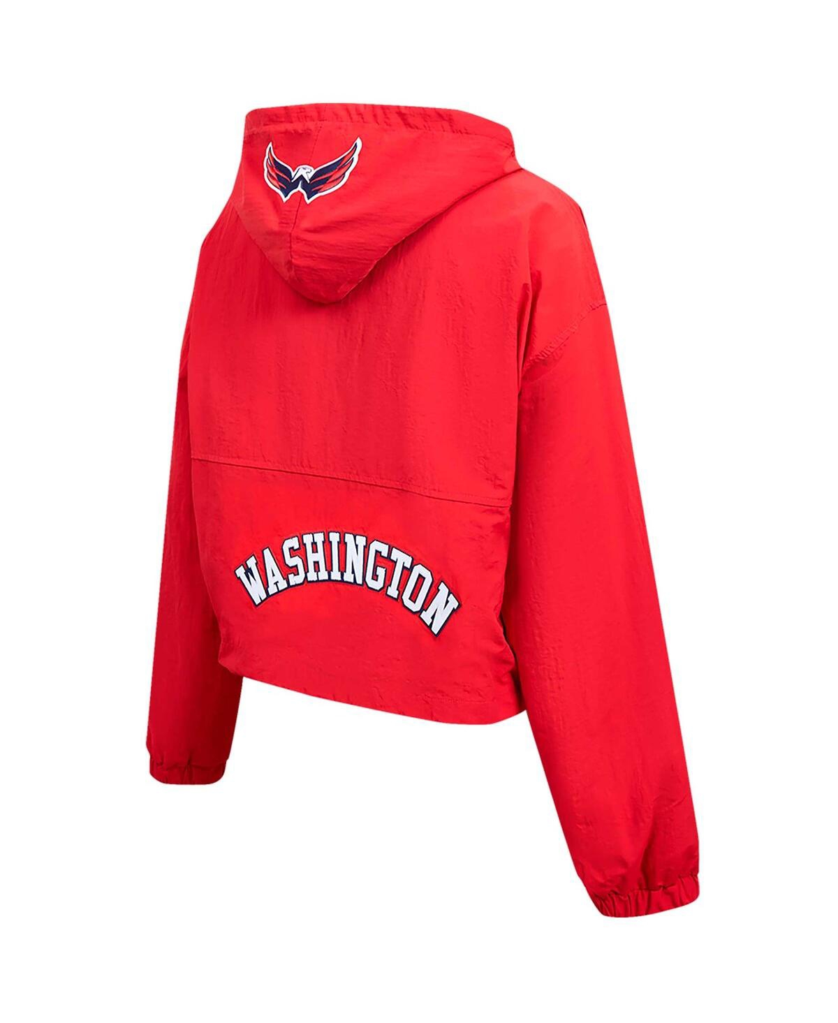 Shop Pro Standard Women's  Red Washington Capitals Classic Cropped Half-zip Wind Jacket