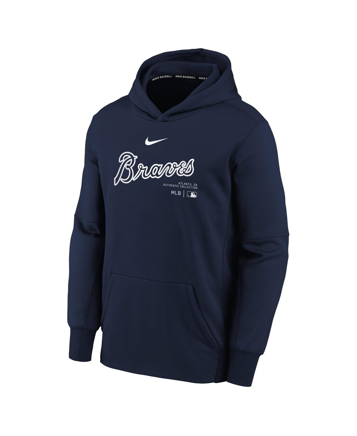 Shop Nike Big Boys  Navy Atlanta Braves Authentic Collection Performance Pullover Hoodie