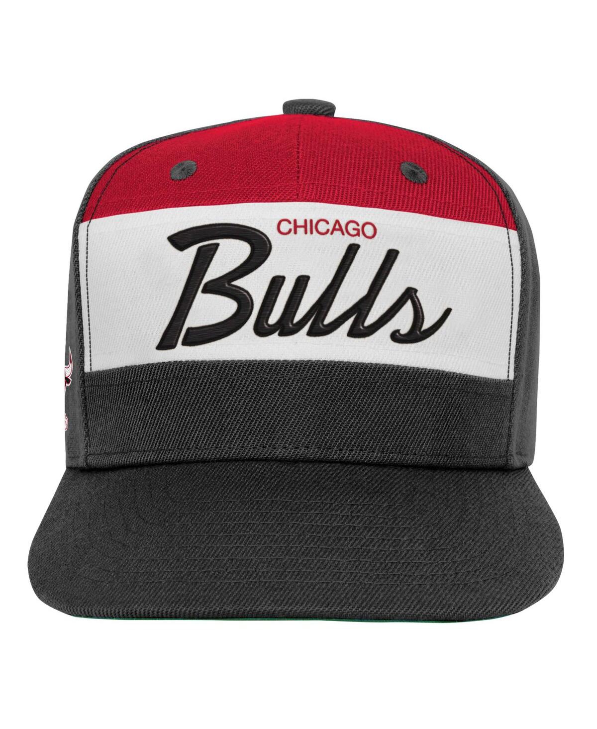Shop Mitchell & Ness Youth Boys And Girls  White, Black Chicago Bulls Retro Sport Color Block Script Snapb In White,black
