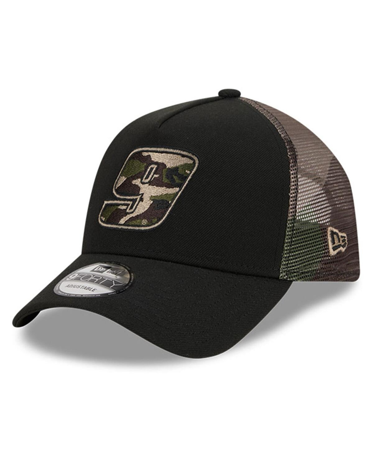 New Era Black Chase Elliott  Camo 9forty A-frame Trucker Adjustable Hat In Black