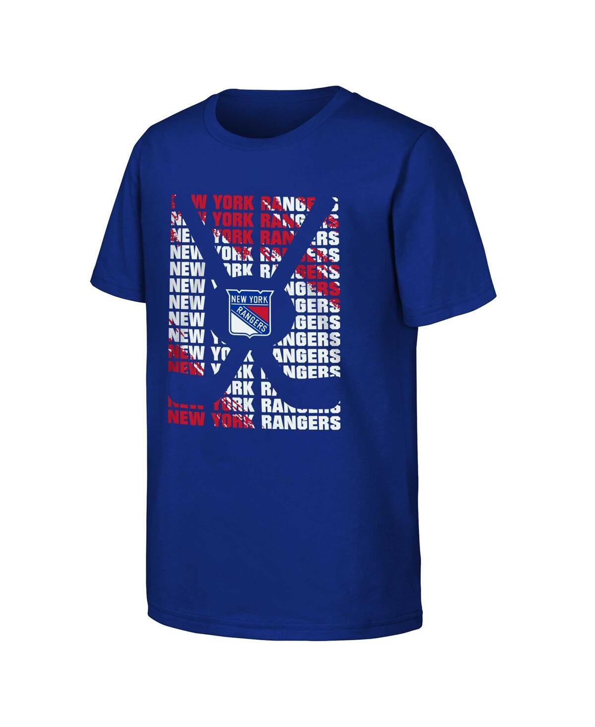 Outerstuff Kids' Big Boys And Girls Blue New York Rangers Box T-shirt